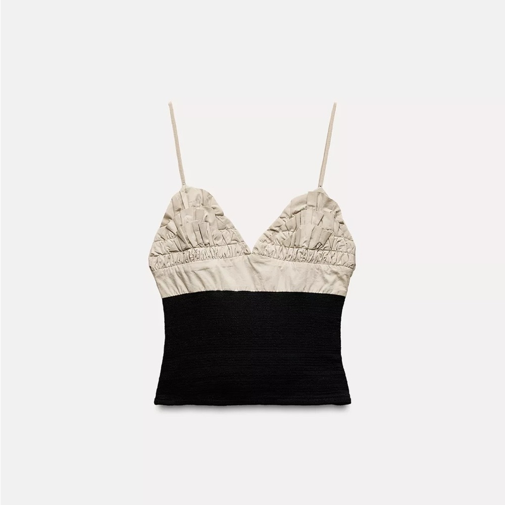 ZARA Contrasting Ruffled Top - Picture 4 of 6